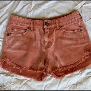 Free People Orange Jean Shorts